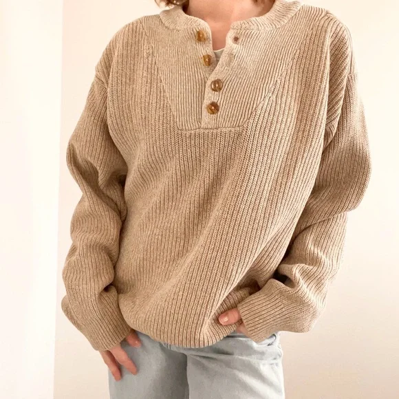 Vintage Northcrest Cotton Tan Knit Sweater - Picture 3 of 4
